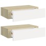 Wall shelves with drawer 2 pcs MDF oak/white 40x23.5x10cm by vidaXL, Shelves and shelves - Ref: Foro24-330250, Price: 71,99 €...