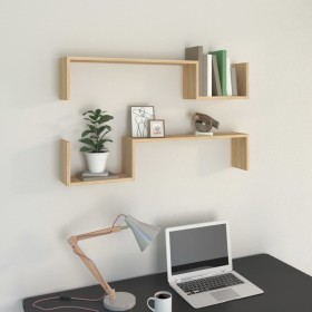 Wall shelves 2 units engineered wood oak 100x15x20 cm by vidaXL, Shelves and shelves - Ref: Foro24-807271, Price: 29,99 €, Di...