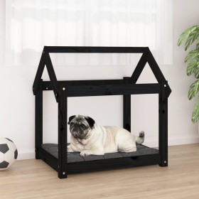 Hundebett aus massivem schwarzem Kiefernholz, 71 x 55 x 70 cm von vidaXL, Betten für Hunde - Ref: Foro24-822206, Preis: 47,52...