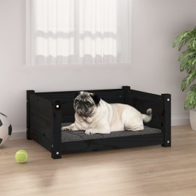 Cama para perros madera maciza de pino negro 65,5x50,5x28 cm de vidaXL, Camas para perros - Ref: Foro24-821451, Precio: 58,46...