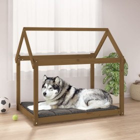 Cama para perros madera maciza pino marrón miel 111x80x100 cm de vidaXL, Camas para perros - Ref: Foro24-822220, Precio: 76,9...