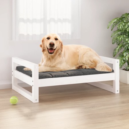 Hundebett aus massivem weißem Kiefernholz, 75,5 x 55,5 x 28 cm von vidaXL, Betten für Hunde - Ref: Foro24-821478, Preis: 54,6...