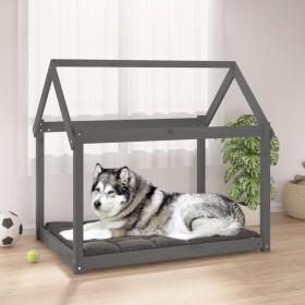 Hundebett aus massivem, grauem Kiefernholz, 111 x 80 x 100 cm von vidaXL, Betten für Hunde - Ref: Foro24-822219, Preis: 80,99...