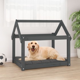 Hundebett aus massivem, grauem Kiefernholz, 81 x 60 x 70 cm von vidaXL, Betten für Hunde - Ref: Foro24-822209, Preis: 52,71 €...