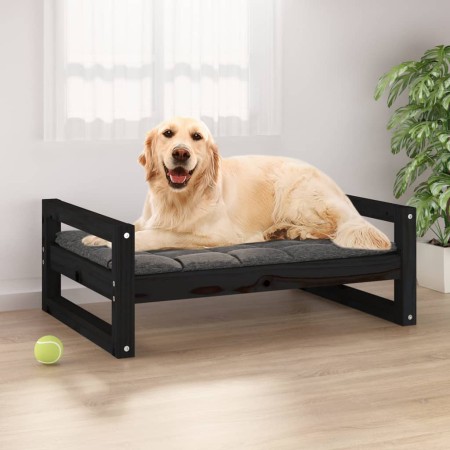 Hundebett aus massivem schwarzem Kiefernholz, 75,5 x 55,5 x 28 cm von vidaXL, Betten für Hunde - Ref: Foro24-821481, Preis: 4...