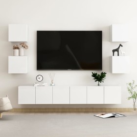 Juego de mueble para TV de 7 piezas aglomerado blanco brillante de vidaXL, Muebles TV - Ref: Foro24-3079291, Precio: 177,89 €...