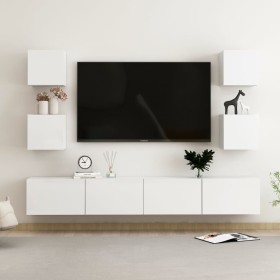 Juego de mueble para TV de 6 piezas aglomerado blanco brillante de vidaXL, Muebles TV - Ref: Foro24-3079293, Precio: 215,62 €...