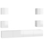 Juego de mueble para TV de 6 piezas aglomerado blanco brillante de vidaXL, Muebles TV - Ref: Foro24-3079293, Precio: 233,32 €...