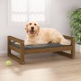 Hundebett aus massivem Kiefernholz, honigbraun, 75,5 x 55,5 x 28 cm von vidaXL, Betten für Hunde - Ref: Foro24-821480, Preis:...