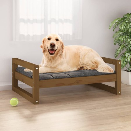 Cama para perros madera maciza pino marrón miel 75,5x55,5x28 cm de vidaXL, Camas para perros - Ref: Foro24-821480, Precio: 58...