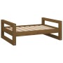 Cama para perros madera maciza pino marrón miel 75,5x55,5x28 cm de vidaXL, Camas para perros - Ref: Foro24-821480, Precio: 58...