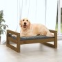 Cama para perros madera maciza pino marrón miel 75,5x55,5x28 cm de vidaXL, Camas para perros - Ref: Foro24-821480, Precio: 58...