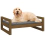 Cama para perros madera maciza pino marrón miel 75,5x55,5x28 cm de vidaXL, Camas para perros - Ref: Foro24-821480, Precio: 58...