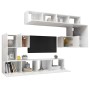 Set de muebles de salón 8 pzas madera ingeniería blanco brillo de vidaXL, Muebles TV - Ref: Foro24-3079353, Precio: 328,54 €,...