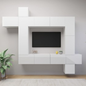 9-Piece TV Cabinet Set Glossy White Chipboard by vidaXL, TV Furniture - Ref: Foro24-3079368, Price: 416,99 €, Discount: %