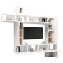 9-Piece TV Cabinet Set Glossy White Chipboard by vidaXL, TV Furniture - Ref: Foro24-3079368, Price: 416,06 €, Discount: %