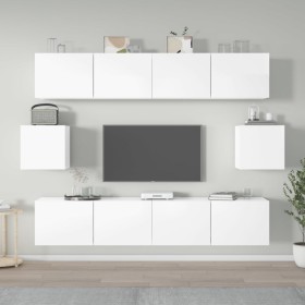 TV furniture set, 6 pieces, plywood, high gloss white by vidaXL, TV Furniture - Ref: Foro24-3114362, Price: 214,04 €, Discoun...