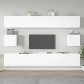 TV furniture set 6 pieces glossy white plywood by vidaXL, TV Furniture - Ref: Foro24-3114370, Price: 249,99 €, Discount: %