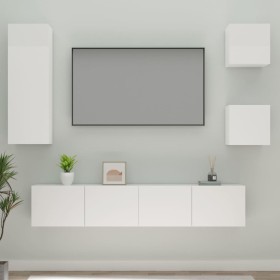 TV-Möbelset 5-teilig aus glänzend weißem Sperrholz von vidaXL, TV-Möbel - Ref: Foro24-3114442, Preis: 155,99 €, Rabatt: %