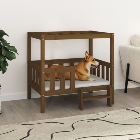 Cama para perros madera maciza pino marrón miel 95,5x73,5x90 cm de vidaXL, Camas para perros - Ref: Foro24-822385, Precio: 90...