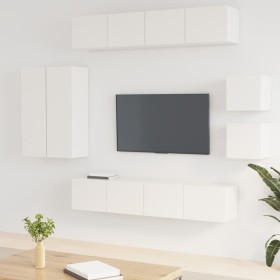 TV furniture set 8 pieces glossy white plywood by vidaXL, TV Furniture - Ref: Foro24-3114490, Price: 294,09 €, Discount: %