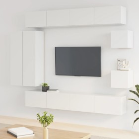 TV furniture set, 8 pieces, glossy white plywood by vidaXL, TV Furniture - Ref: Foro24-3114498, Price: 390,99 €, Discount: %