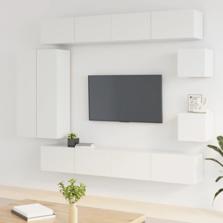 Set de muebles de TV 8 pzas madera contrachapada blanco brillo de vidaXL, Muebles TV - Ref: Foro24-3114498, Precio: 390,99 €,...