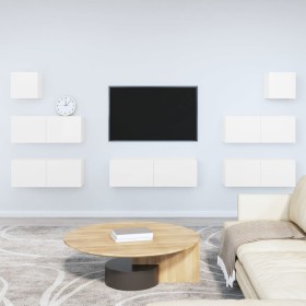 TV furniture set 7 pieces glossy white plywood by vidaXL, TV Furniture - Ref: Foro24-3114546, Price: 278,58 €, Discount: %