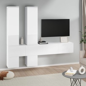 Mueble de pared para TV madera contrachapada blanco brillante de vidaXL, Muebles TV - Ref: Foro24-3114570, Precio: 243,71 €, ...