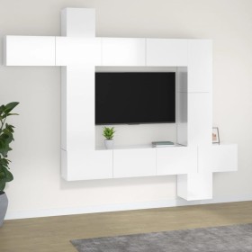 TV-Möbelset 9-teilig aus glänzend weißem Sperrholz von vidaXL, TV-Möbel - Ref: Foro24-3114658, Preis: 397,99 €, Rabatt: %