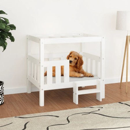 Hundebett aus massivem weißem Kiefernholz, 75,5 x 63,5 x 70 cm von vidaXL, Betten für Hunde - Ref: Foro24-822378, Preis: 96,3...