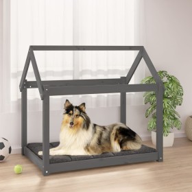 Hundebett aus massivem, grauem Kiefernholz, 101 x 70 x 90 cm von vidaXL, Betten für Hunde - Ref: Foro24-822214, Preis: 64,08 ...