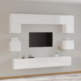 Set de muebles de TV 8 pzas madera contrachapada blanco brillo de vidaXL, Muebles TV - Ref: Foro24-3114418, Precio: 300,99 €,...