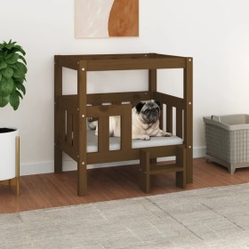 Cama para perros madera maciza pino marrón miel 65,5x43x70 cm de vidaXL, Camas para perros - Ref: Foro24-822375, Precio: 62,9...