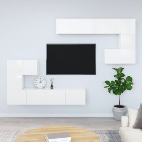 Wall-mounted TV stand made of glossy white plywood by vidaXL, TV Furniture - Ref: Foro24-3114586, Price: 295,31 €, Discount: %