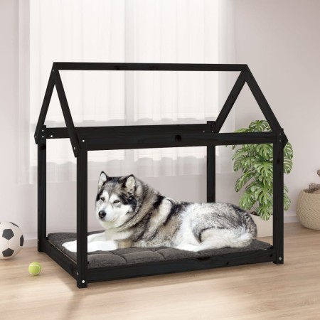 Hundebett aus massivem schwarzem Kiefernholz, 111 x 80 x 100 cm von vidaXL, Betten für Hunde - Ref: Foro24-822221, Preis: 72,...