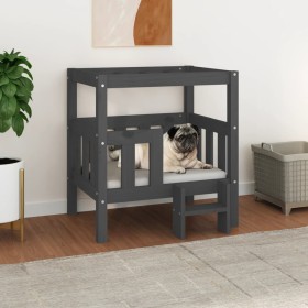 Cama para perros madera maciza de pino gris 65,5x43x70 cm de vidaXL, Camas para perros - Ref: Foro24-822374, Precio: 65,74 €,...