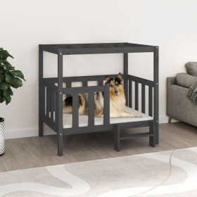 Cama para perros madera maciza de pino gris 105,5x83,5x100 cm de vidaXL, Camas para perros - Ref: Foro24-822389, Precio: 111,...