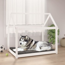 Massivholz-Hundebett aus weißer Kiefer 111x80x100 cm von vidaXL, Betten für Hunde - Ref: Foro24-822218, Preis: 98,99 €, Rabat...