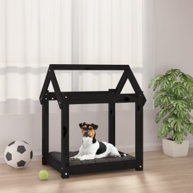 Hundebett aus massivem schwarzem Kiefernholz, 61 x 50 x 70 cm von vidaXL, Betten für Hunde - Ref: Foro24-822201, Preis: 43,97...