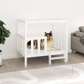 Hundebett aus massivem weißem Kiefernholz, 105,5 x 83,5 x 100 cm von vidaXL, Betten für Hunde - Ref: Foro24-822388, Preis: 11...