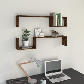 Wall shelves 2 pcs smoked oak plywood 100x15x20cm by vidaXL, Shelves and shelves - Ref: Foro24-815933, Price: 27,99 €, Discou...