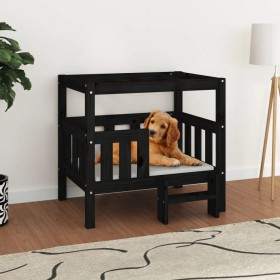 Hundebett aus massivem schwarzem Kiefernholz, 75,5 x 63,5 x 70 cm von vidaXL, Betten für Hunde - Ref: Foro24-822381, Preis: 7...