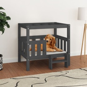 Cama para perros madera maciza de pino gris 75,5x63,5x70 cm de vidaXL, Camas para perros - Ref: Foro24-822379, Precio: 76,02 ...