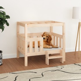 Cama para perros madera maciza de pino 75,5x63,5x70 cm de vidaXL, Camas para perros - Ref: Foro24-822377, Precio: 72,93 €, De...