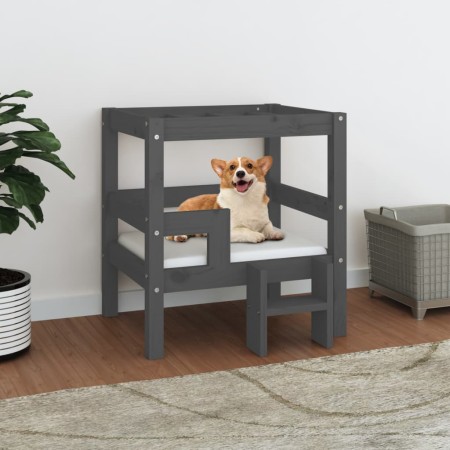 Hundebett aus massivem, grauem Kiefernholz, 55,5 x 53,5 x 60 cm von vidaXL, Betten für Hunde - Ref: Foro24-822369, Preis: 53,...