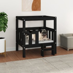 Hundebett aus massivem schwarzem Kiefernholz, 65,5 x 43 x 70 cm von vidaXL, Betten für Hunde - Ref: Foro24-822376, Preis: 65,...