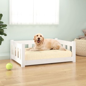 Cama para perros madera maciza de pino blanca 75,5x55,5x28 cm de vidaXL, Camas para perros - Ref: Foro24-833254, Precio: 56,9...