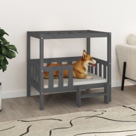 Cama para perros madera maciza de pino gris 95,5x73,5x90 cm de vidaXL, Camas para perros - Ref: Foro24-822384, Precio: 100,99...