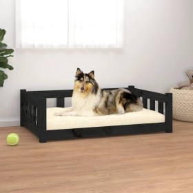 Hundebett aus massivem schwarzem Kiefernholz, 95,5 x 65,5 x 28 cm von vidaXL, Betten für Hunde - Ref: Foro24-832692, Preis: 9...